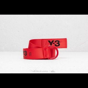 Y-3 red logo belt, industrial style.